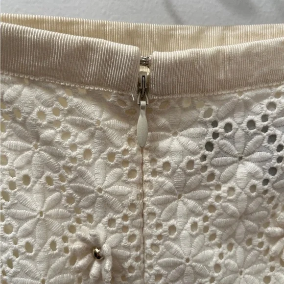 Eyelet Flower Gold Skirt Cream White Beige 2 4 - Picture 3 of 5